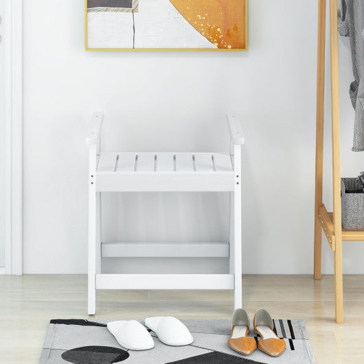 Heavy Duty Shower Bench with Arms for Inside Shower Shaving Legs-White