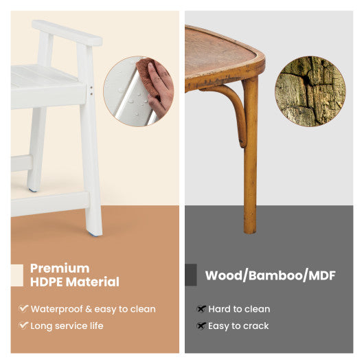 Heavy Duty Shower Bench with Arms for Inside Shower Shaving Legs-White