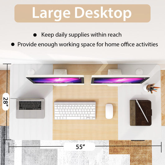 Height Adjustable Electric Standing Desk with USB Charging Port-Natural