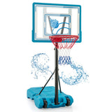 3.8-4.4 Feet Height Adjustable Pool Basketball Hoop for Kids Teens and Adults-Blue