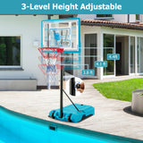 3.8-4.4 Feet Height Adjustable Pool Basketball Hoop for Kids Teens and Adults-Blue