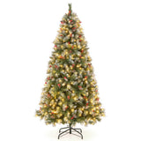 Hinged Christmas Tree with 450 PVC Branch Tips and 200 Warm White LED Lights-6.5 ft