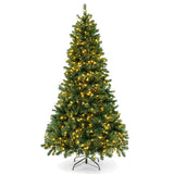 6/7/8 Feet Hinged Christmas Tree with PVC Branch Tips Warm White LED Lights-6 ft