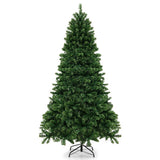 6/7/8 Feet Hinged Christmas Tree with PVC Branch Tips Warm White LED Lights-7 ft
