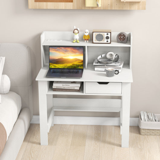 Home Office Computer Desk with Storage Shelves and Drawer Ideal for Working and Studying