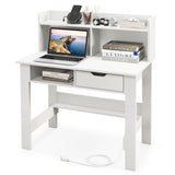 Home Office Computer Desk with Storage Shelves and Drawer Ideal for Working and Studying