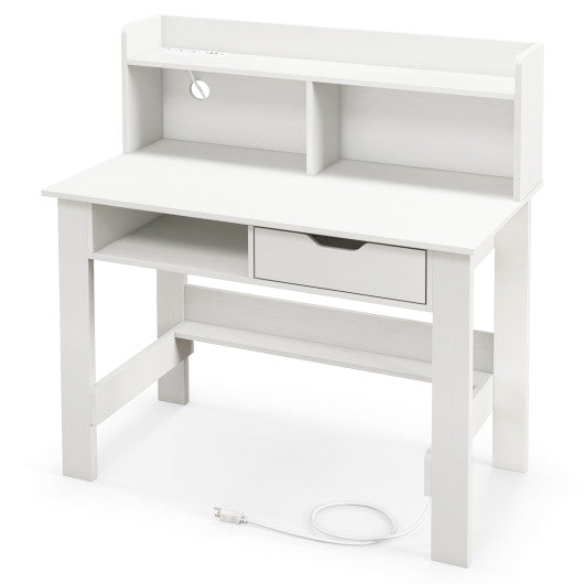 Home Office Computer Desk with Storage Shelves and Drawer Ideal for Working and Studying