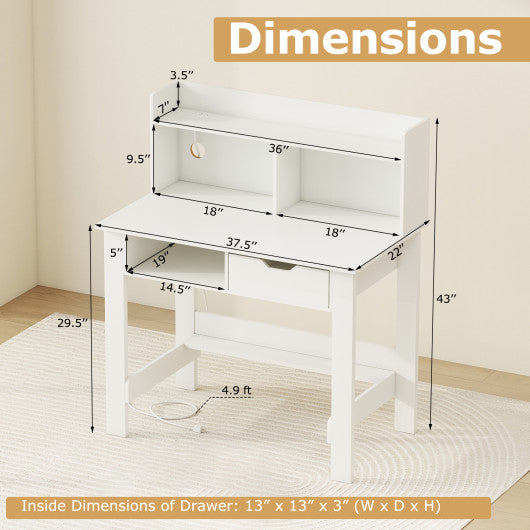 Home Office Computer Desk with Storage Shelves and Drawer Ideal for Working and Studying
