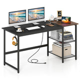 59 Inch Home Office Computer Desk with Removable Storage Shelves-Black