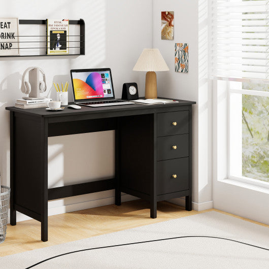 3-Drawer Home Office Study Computer Desk with Spacious Desktop-Black