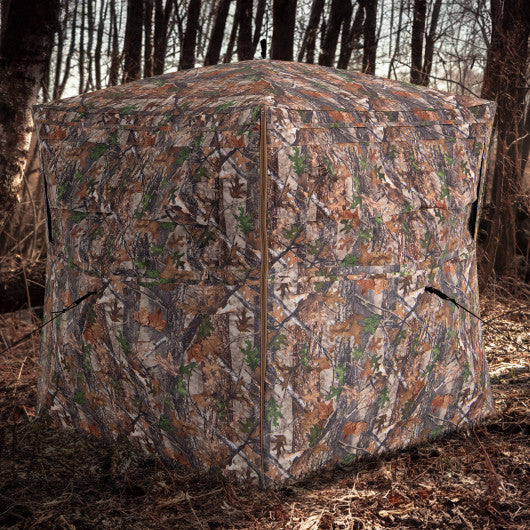 Hunting Blind 360 Degree One-Way See-Through Ground Blind for 2-3 Person