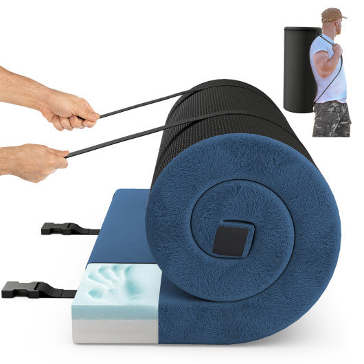 Indoor outdoor Sleeping mat with High density foam Cushion and Carrying Bag-Navy