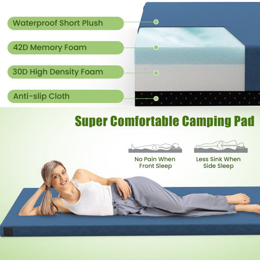 Indoor outdoor Sleeping mat with High density foam Cushion and Carrying Bag-Navy