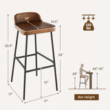 Set of 1/2 29 Inch Industrial Bar Stools with Low Back and Footrests-1 Piece