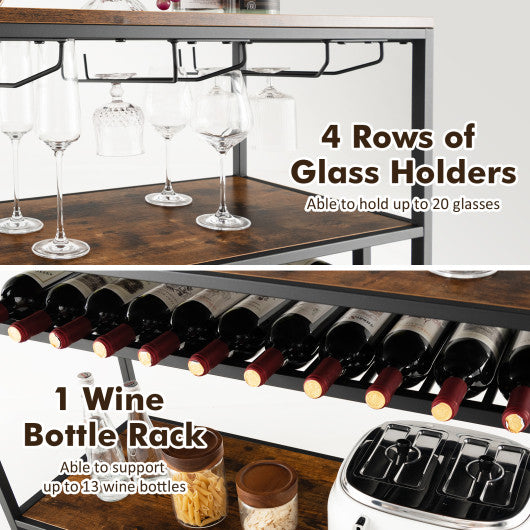 Wine Rack Table With 4 Rows of Glass Holders