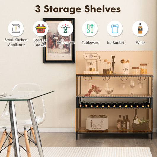 Wine Rack Table With 4 Rows of Glass Holders