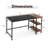 55 Inch Modern Industrial Style Study Writing Desk with 2 Storage Shelves-Black
