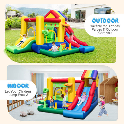 Inflatable Bounce Castle with Double Slides and 735W Blower