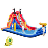 5-in-1 Inflatable Bounce House with 2 Water Slides and Large Splash Pool With 950W Blower