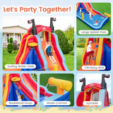 5-in-1 Inflatable Bounce House with 2 Water Slides and Large Splash Pool With 735W Blower