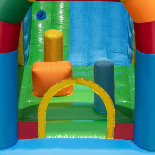 Inflatable Bounce House Obstacle Course with Ball Pit and Silde with 735W Blower