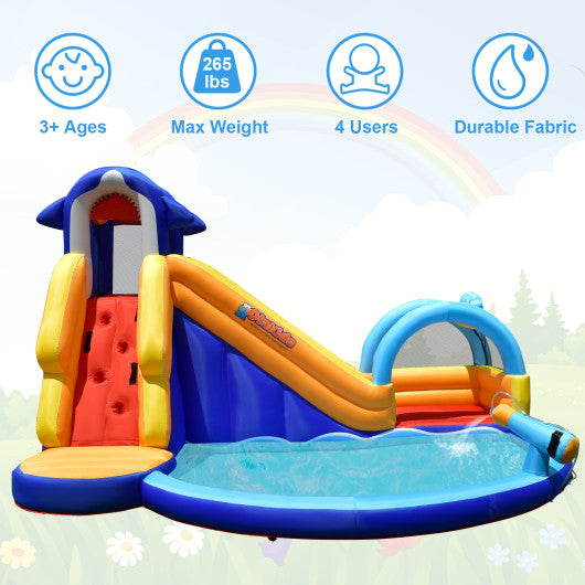 Inflatable Bouncy House with Slide and Splash Pool without Blower