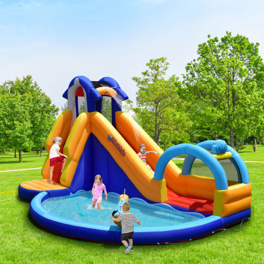 Inflatable Bouncy House with Slide and Splash Pool without Blower