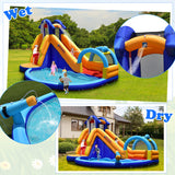 Inflatable Bouncy House with Slide and Splash Pool without Blower