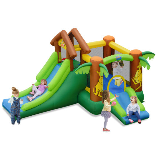 Kids Inflatable Jungle Bounce House Castle with 680W Blower