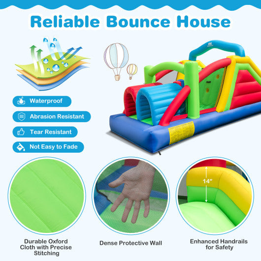 Inflatable Obstacle Course Bounce House with Dual Slides with 2 680W Blower