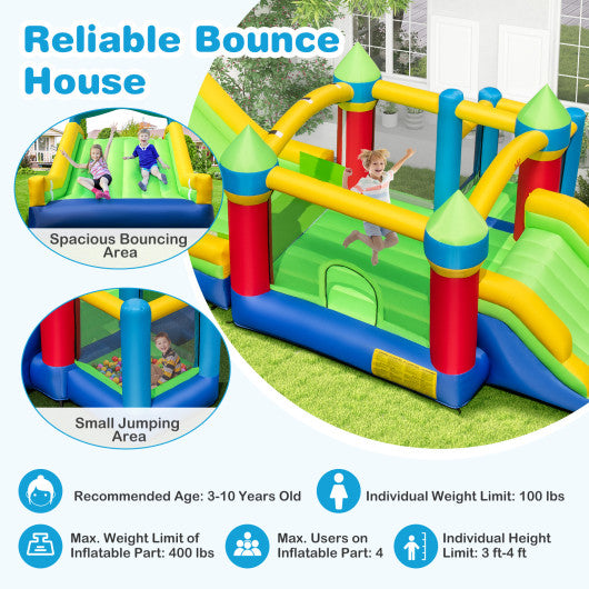 Inflatable Obstacle Course Bounce House with Dual Slides with 2 680W Blower