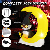 Inflatable Owl on Moon LED Lighted Halloween Decoration with Large Moon and Wizard Owl