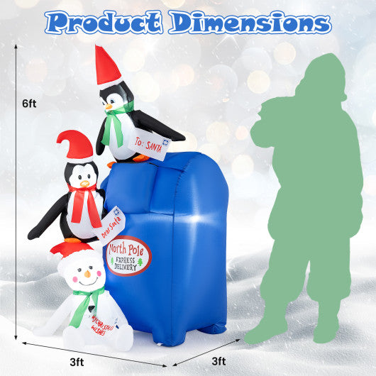 6 Feet Lighted Christmas Inflatable Penguins and Snowman with Built-in LED Lights