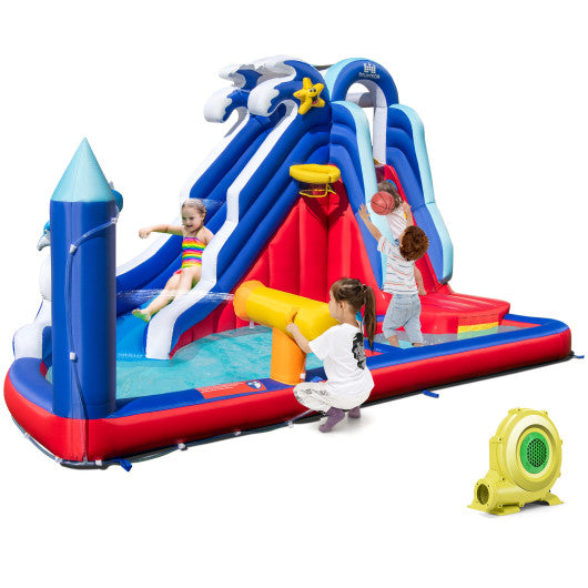 6-In-1 Inflatable Water Park with 735W Blower