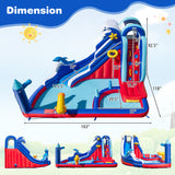 6-In-1 Inflatable Water Park with Climbing Wall Splash Pool (Without Blower)