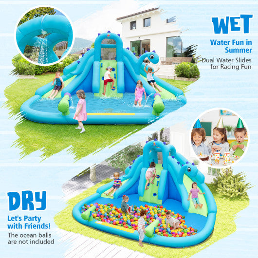 Inflatable Water Slide with Dual Slides and Large Splash Pool and Carry Bag (with 584W Blower)