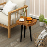 Irregular Solid Teak Wood End Table with Mahogany Tapered Legs