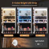 Lockable Freestanding Jewelry Organizer with Full-Length Frameless Mirror-Rustic Brown