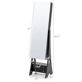 Freestanding Full Length LED Mirrored Jewelry Armoire with 6 Drawers-Black