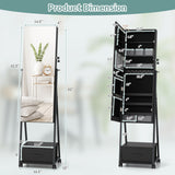 Jewelry Cabinet with Full-Length Mirror-Black
