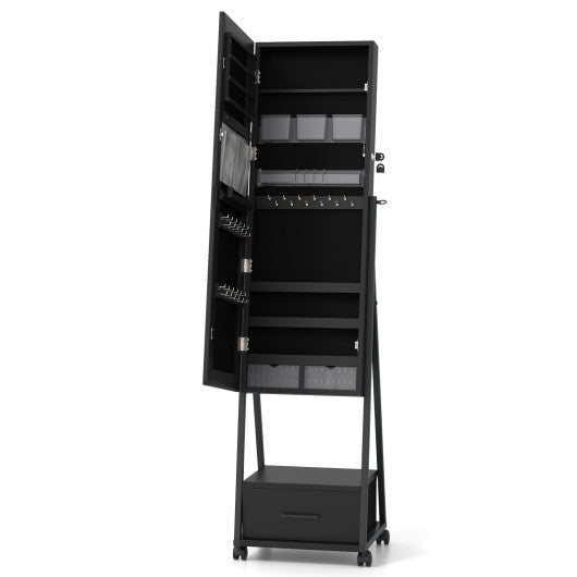 Jewelry Cabinet with Full-Length Mirror-Black