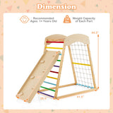 6-in-1 Jungle Gym Wooden Indoor Playground with Double-Sided Ramp and Monkey Bars-Multicolor