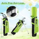 Junior Complete Golf Club Set with Stand Bag Rain Hood-Green