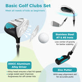 Junior Complete Golf Club Set for Kids with Rain Hood Right Hand Children Golf Age 8-10 Years Old-Blue
