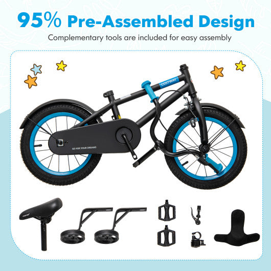 Kids Bike with Adjustable Handlebar and Saddle Black-12 Inches