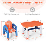 Kids Activity Table and Chair Set with Montessori Toys for Preschool and Kindergarten-Orange