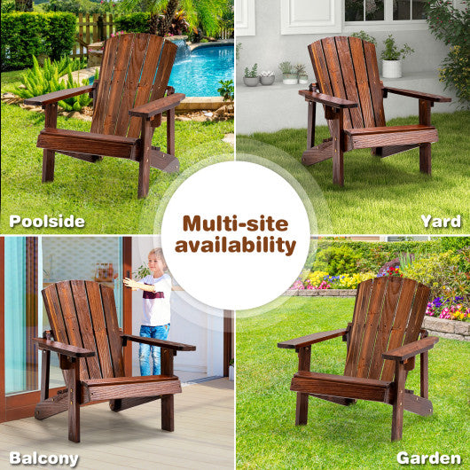 Kid's Adirondack Chair with High Backrest and Arm Rest-Coffee