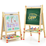 Kids Art Easel with Paper Roll Double-Sided Regulable Drawing Easel Plank