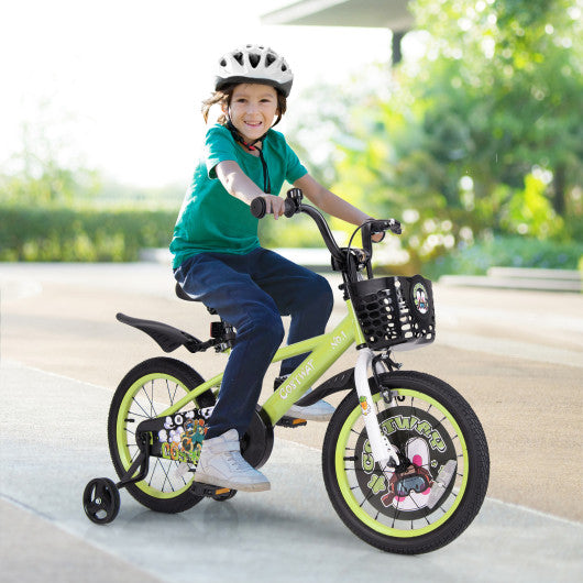 16 Inch Kids Bike Adjustable with Detachable Training Wheels for 4-8 Years Old-16 inches