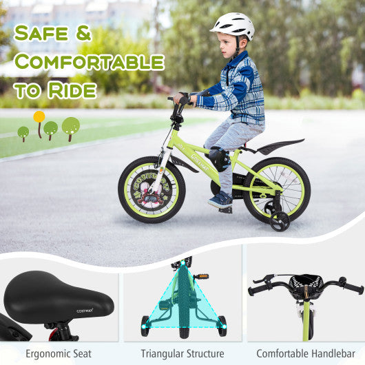 16 Inch Kids Bike Adjustable with Detachable Training Wheels for 4-8 Years Old-16 inches